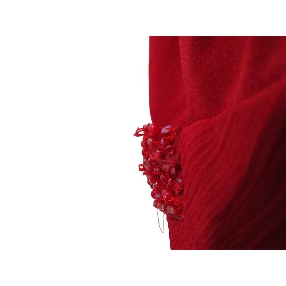Bisou Bisou Michele Bohbot Beaded Accent Chiffon Overlay Red Cocktail Dress Sz 8 - Picture 6 of 16